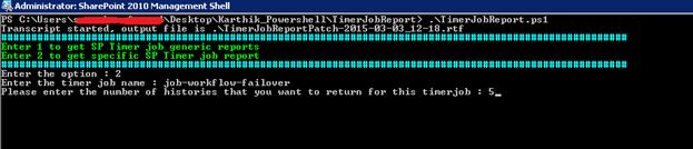 get specific timer job report